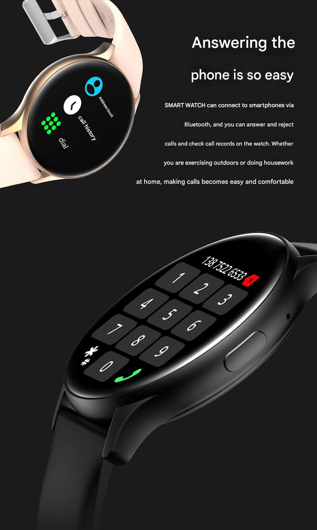 HK89 smartwatch in pink colour option