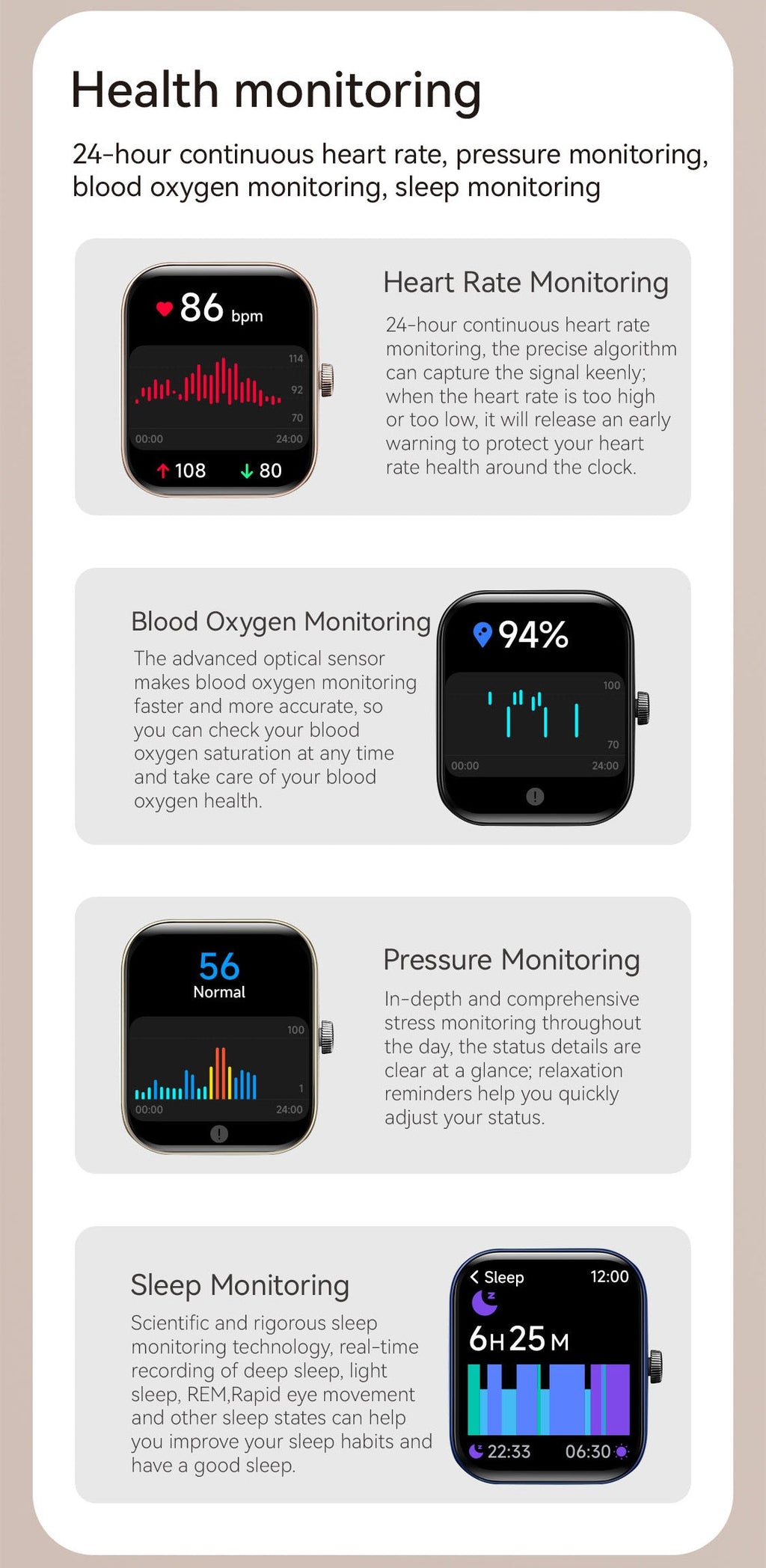 LIGE Smart Watch in pink colour