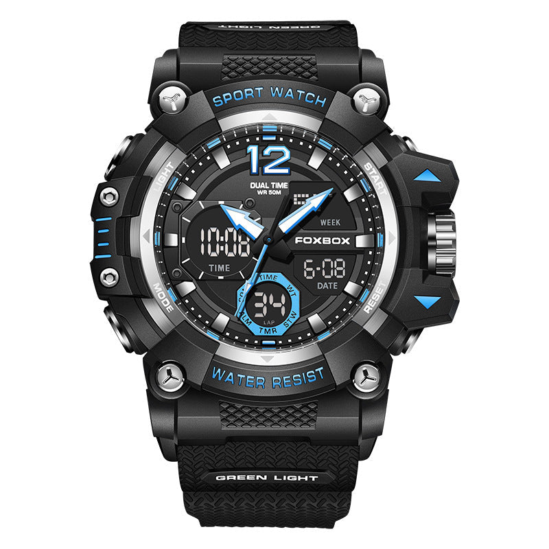 black-silver men's dual display watch