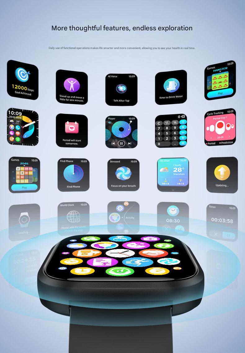 P114 smartwatch close-up of silver display