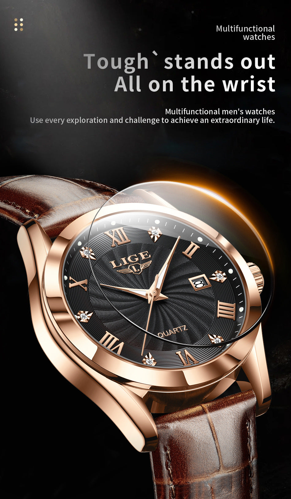 Elegant wristwatch for business and casual wear