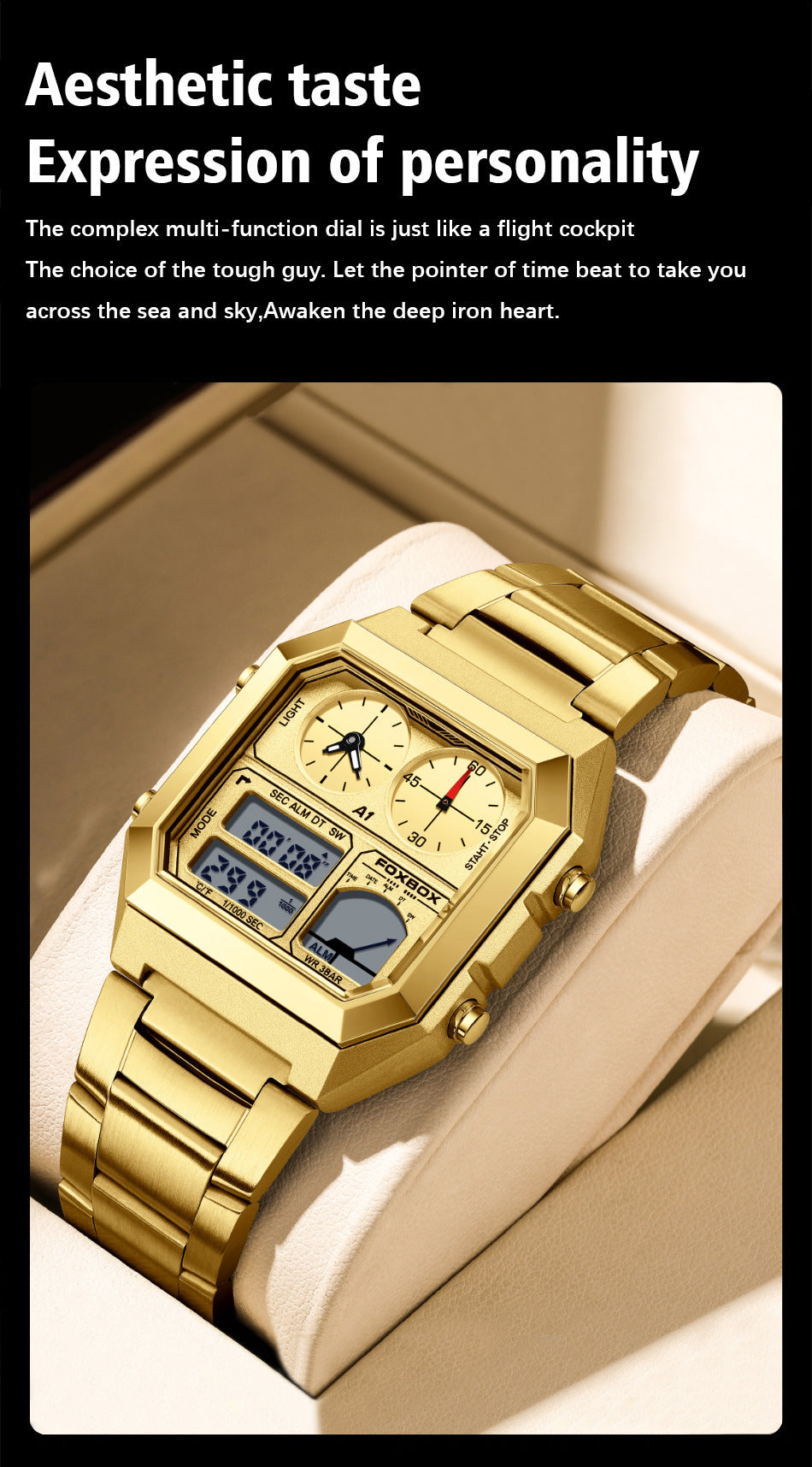 Close-Up of Men's Sports Watch Night Light Feature