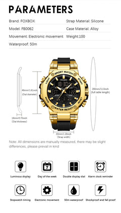 Stylish black sports watch with digital display