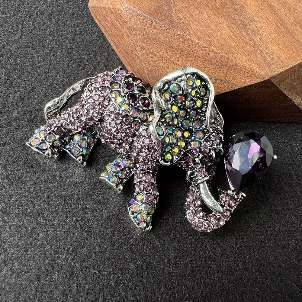 Stylish Alloy Elephant Brooch with Rhinestones - Image 1