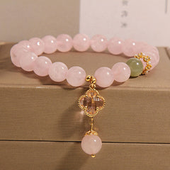 Elegant women's bracelet with pink quartz