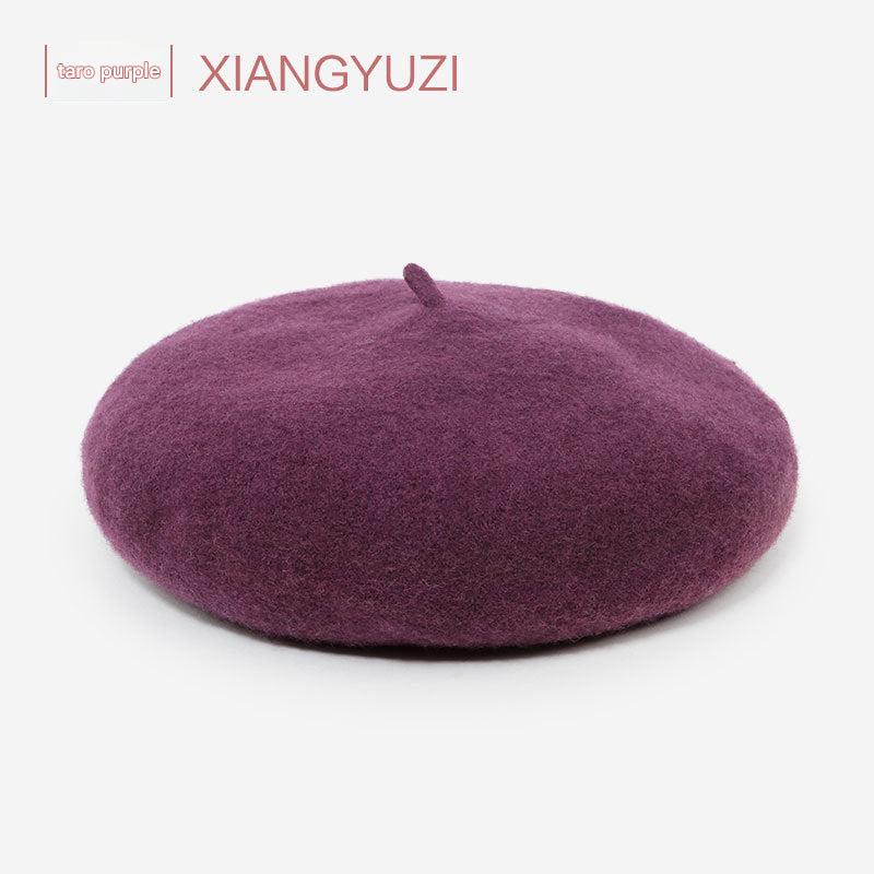 Wool beret hat in vibrant blue colour