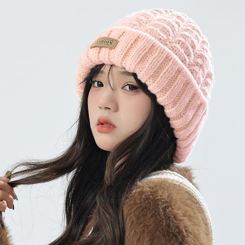Elegant black knit hat and scarf set layout