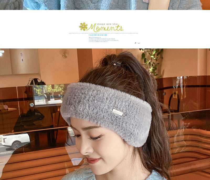 Cozy ear warmer beanie in snowy winter background