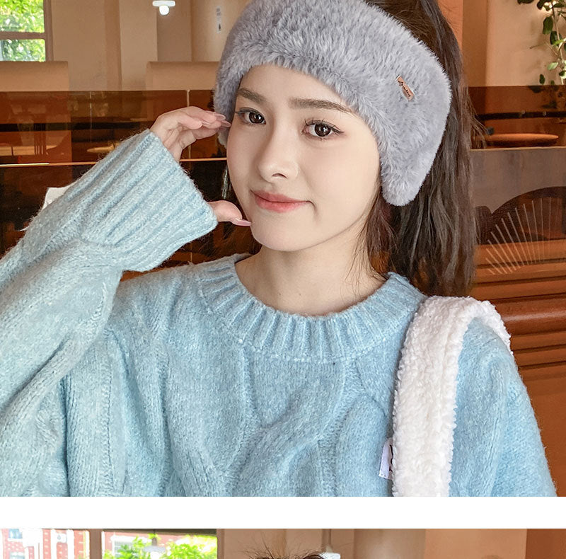 Fleece-lined winter ear warmer beanie in pink