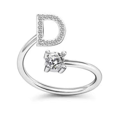 Close-up of stylish alphabet ring for women