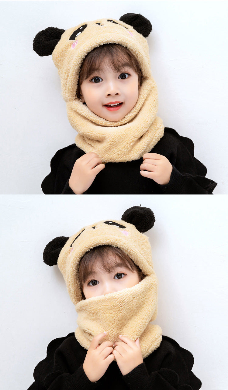 Close-up of soft coral fleece neck warmer for kids