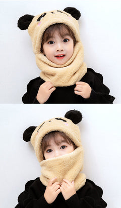 Close-up of soft coral fleece neck warmer for kids