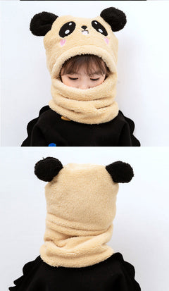 Children's winter scarf with bear ears on display