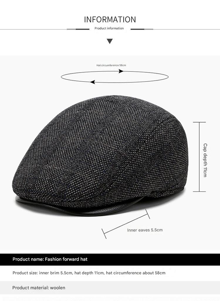 Men's winter beret hat front view