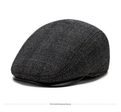 Men's winter beret hat side view