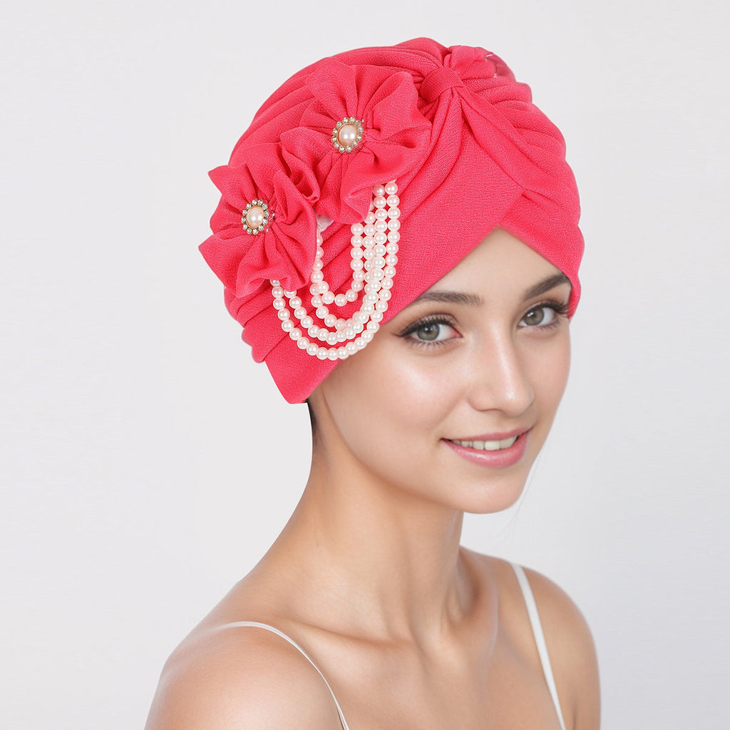 Lightweight polyester floral hijab cap
