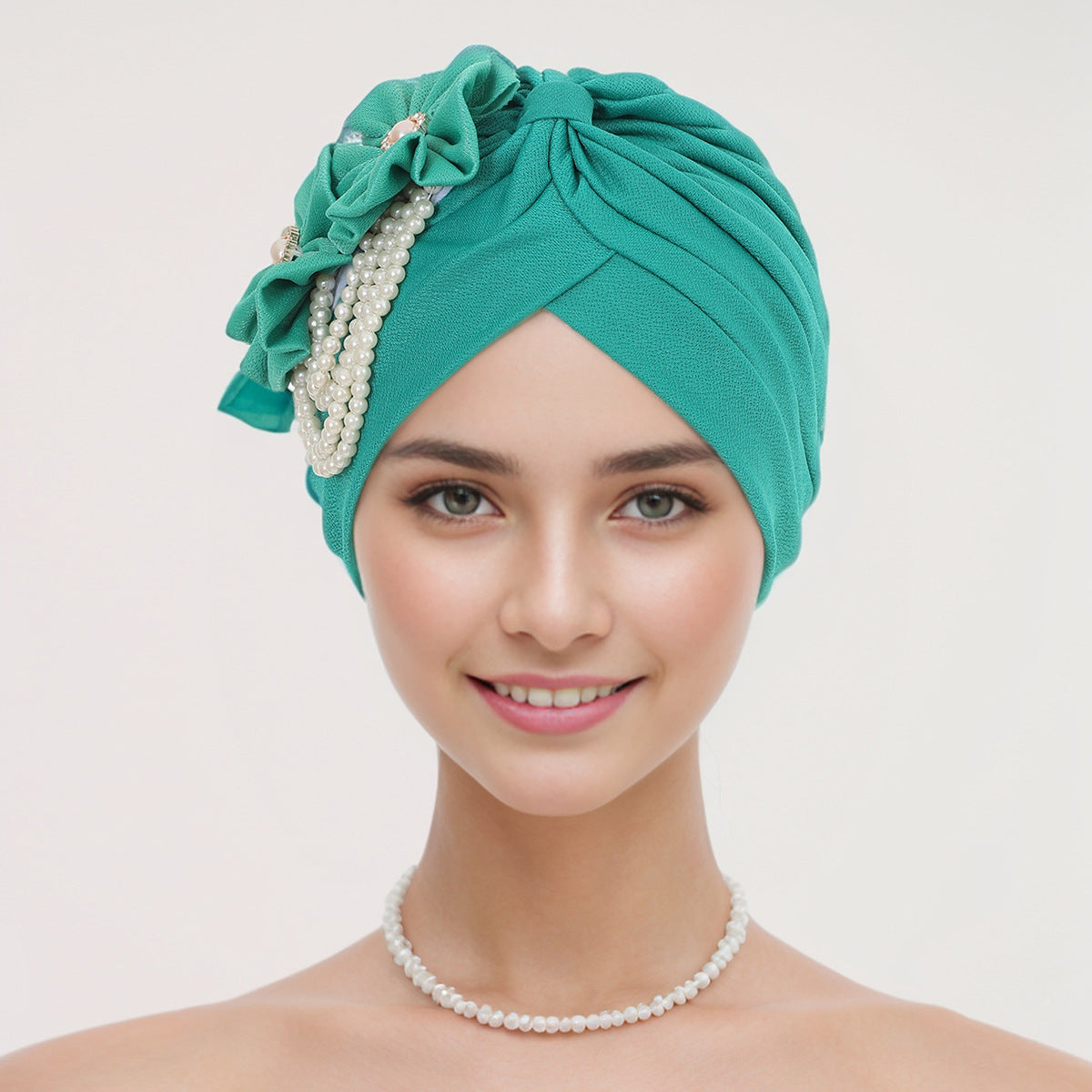 Lightweight polyester floral hijab cap
