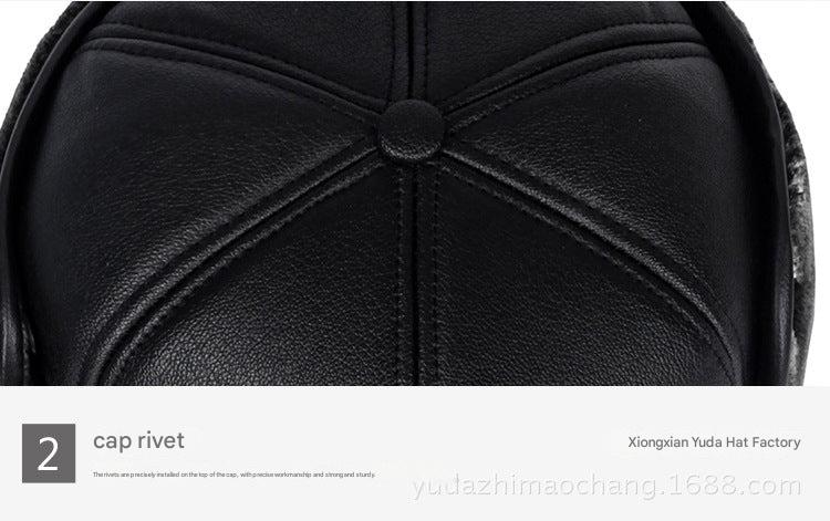 Detailed view of men's winter baseball cap