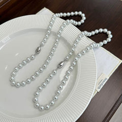 Chic Women's Silver Pearl Necklace Image 4
