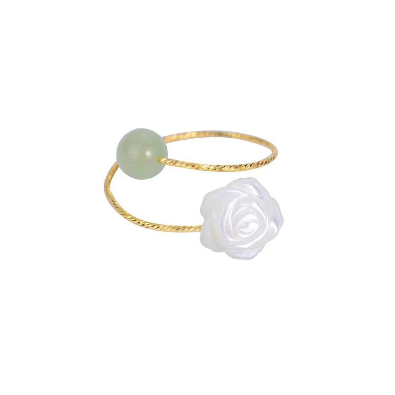 Full view of rose flower adjustable ring