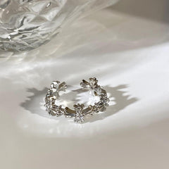 side view of Unique Silver Zircon Cross Ring