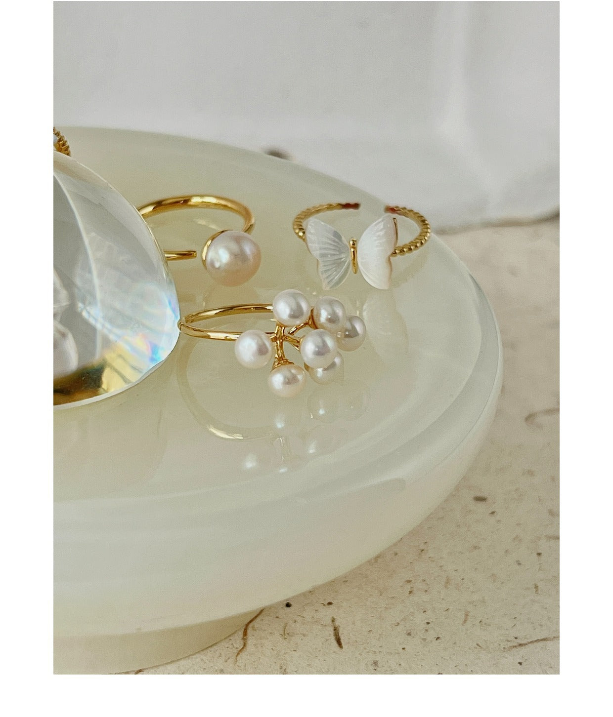 Various colour options of butterfly rings