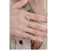 Close up of vintage butterfly ring for women
