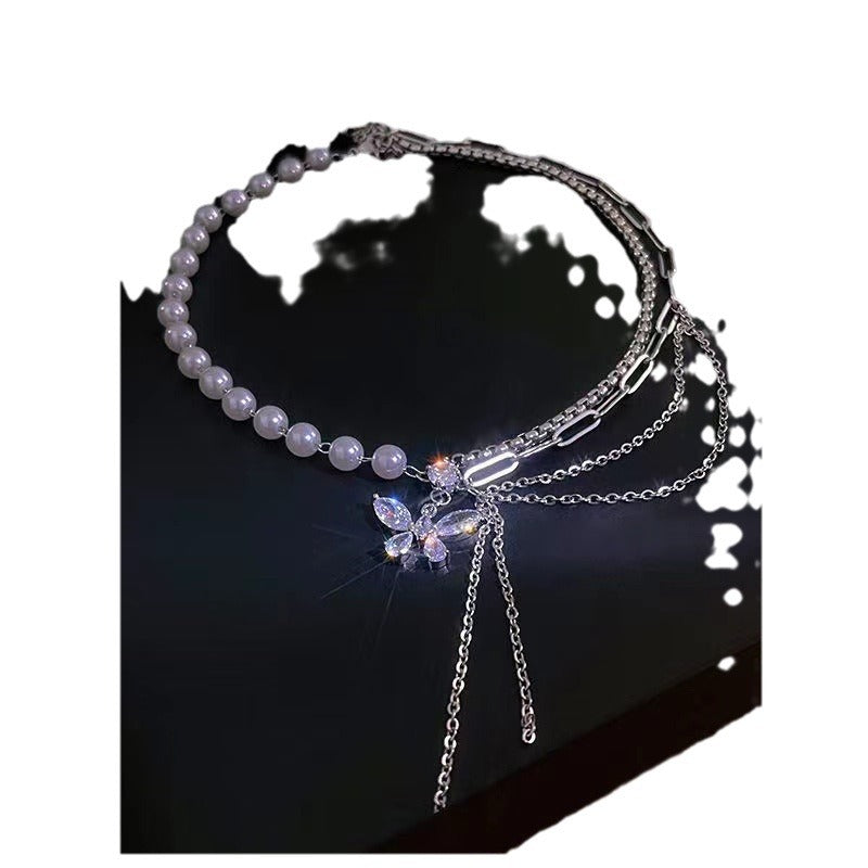 Zircon detailing on butterfly necklace