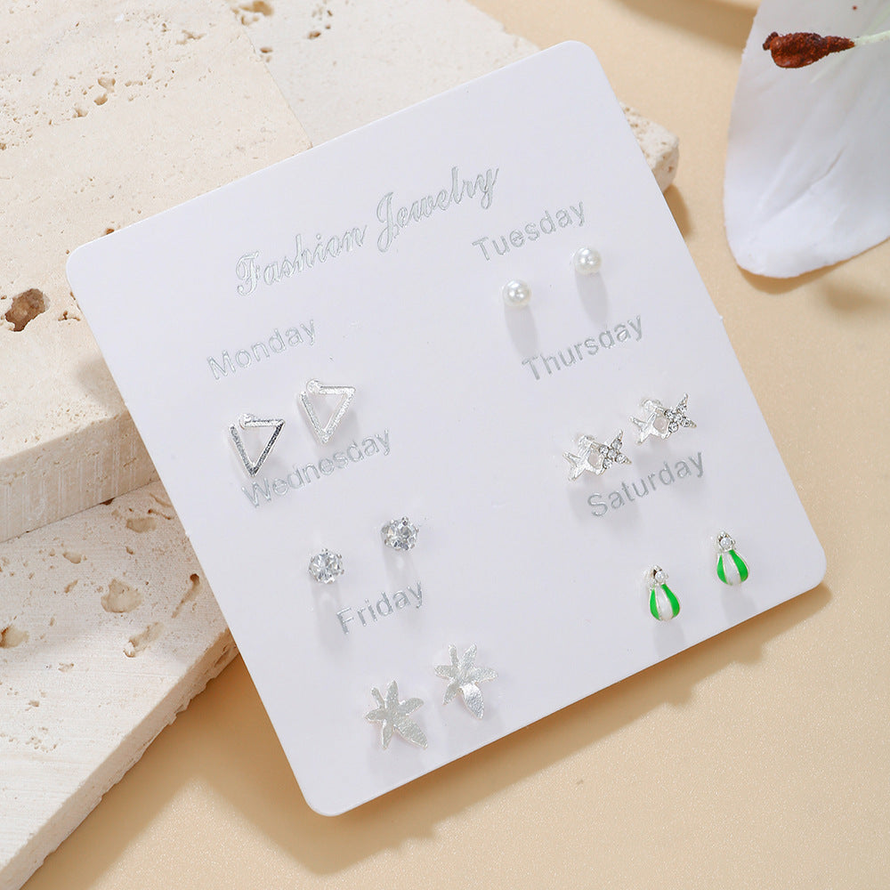 Stylish Korean Autumn Winter Pearl Bow Earrings Set - Image 1