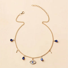 Gold-Plated Crystal Evil Eye Necklace close-up