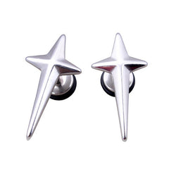 Trendy titanium steel cross earrings in steel colour