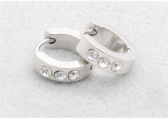 Elegant stainless steel earrings close-up view