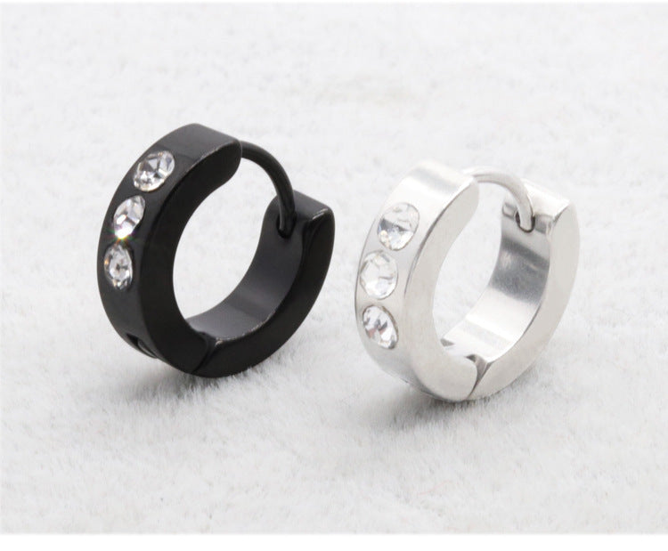 Elegant stainless steel earrings close-up view