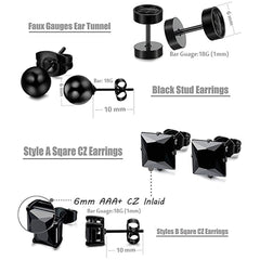 Trendy Geometric Black Zircon Ear Studs Image 2