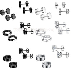 Black zirconia earrings on model