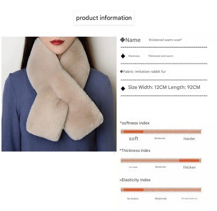 model wearing double-sided plush scarf in black