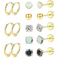 Stylish Stainless Steel Geometric Earrings Set Image 8