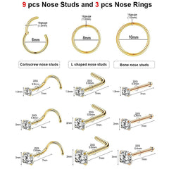 Complete collection of zirconia nose studs