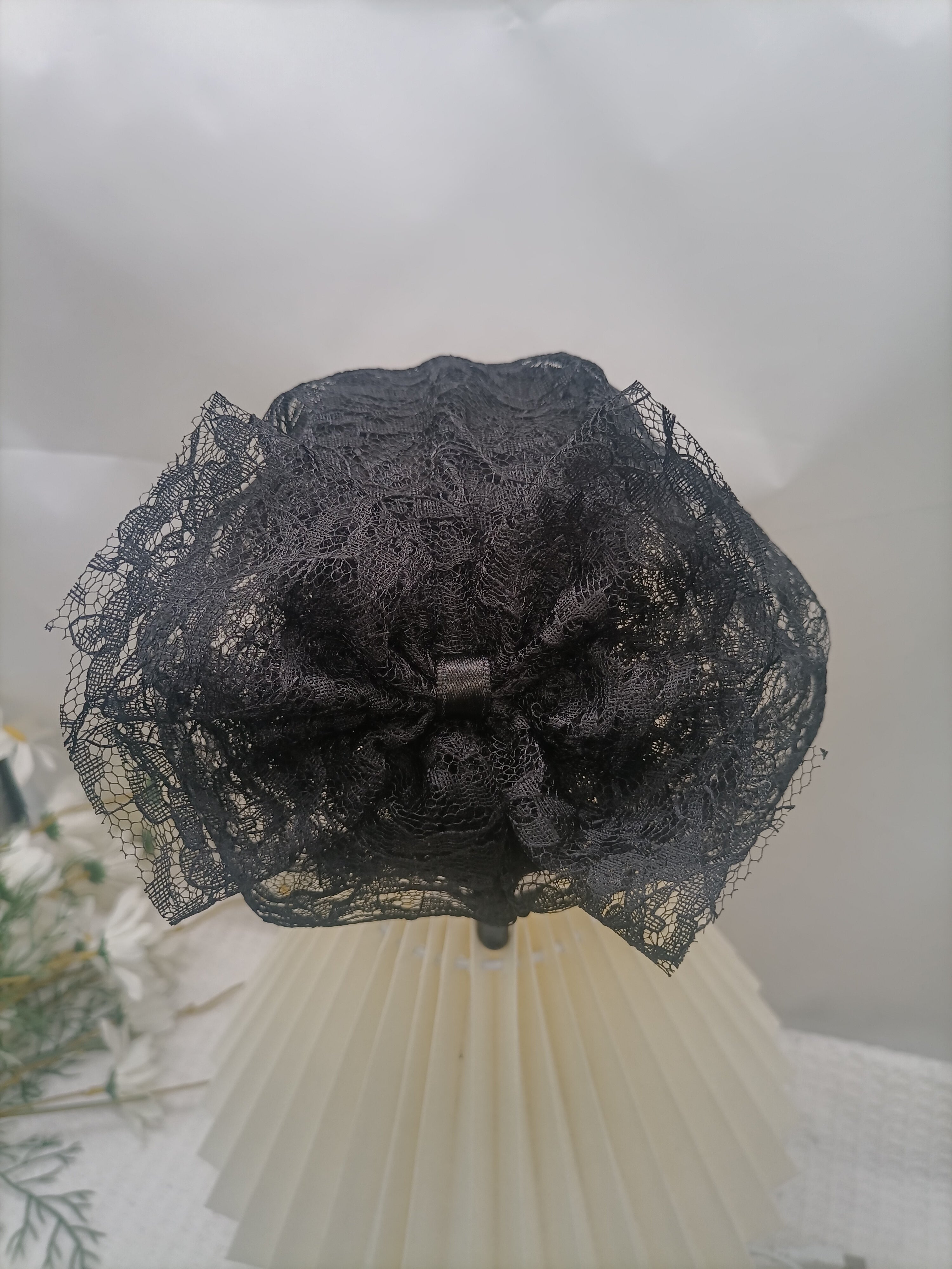 Elegant French Vintage Lace Hat worn by model image 10