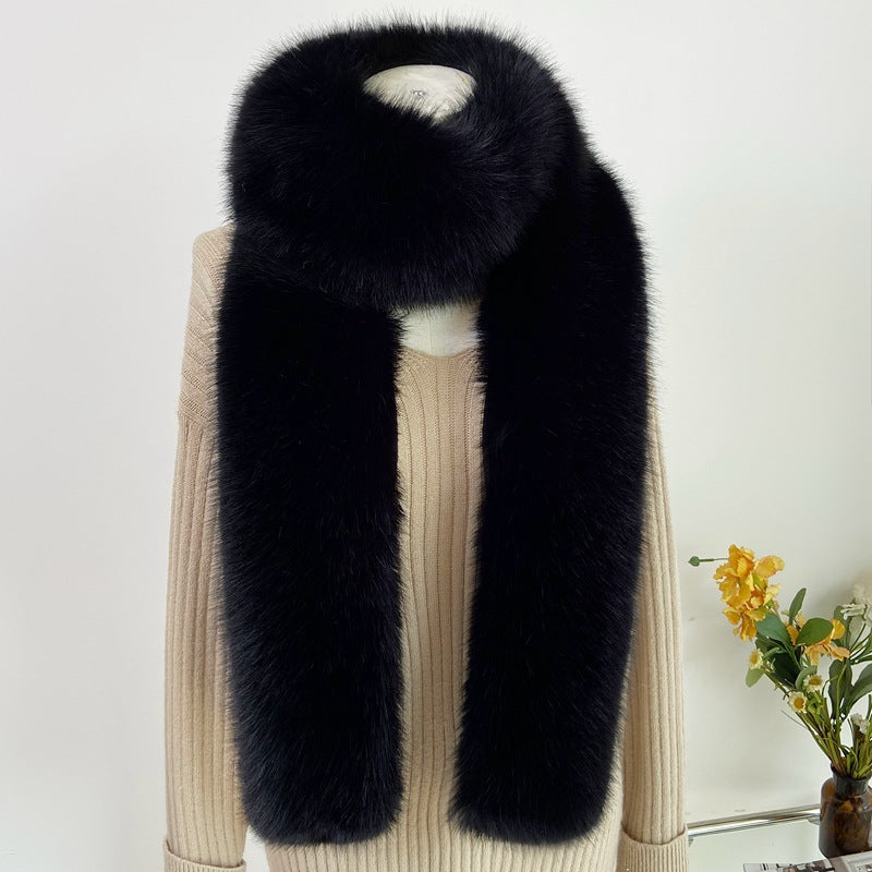 Faux fur long scarf shown in collection