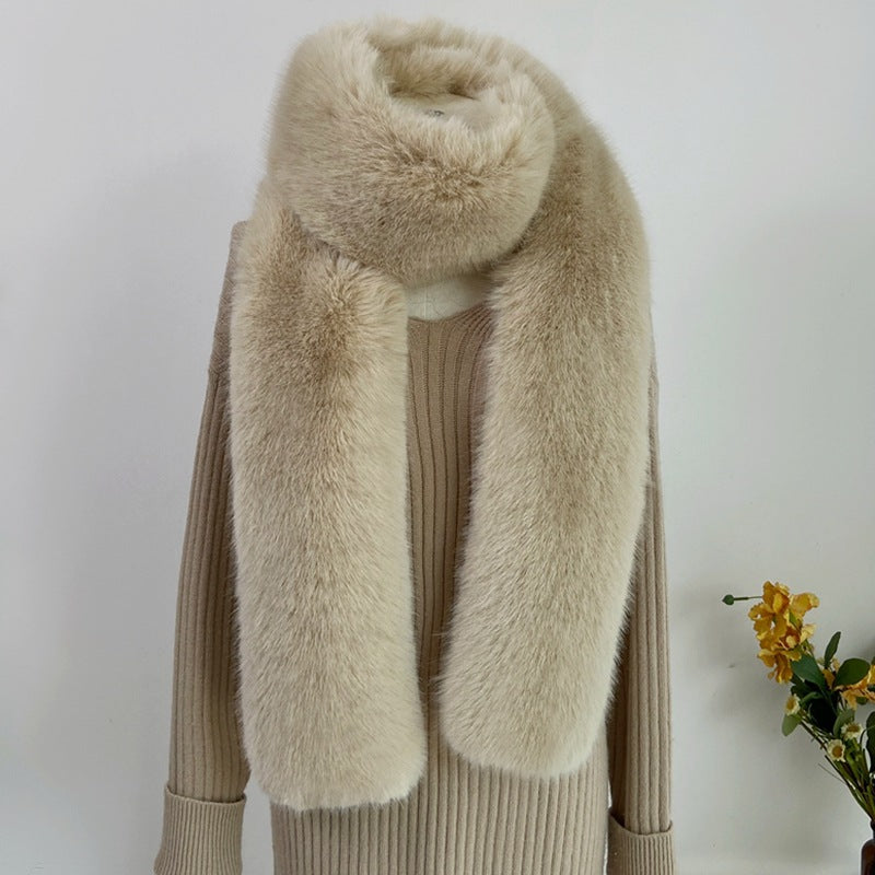 Faux fur long scarf in stylish display