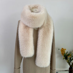 Faux fur long scarf in black colour