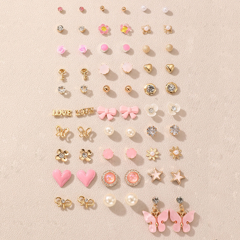 Colourful earring set arranged for display