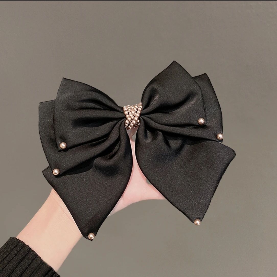 Large satin bow hair clip for women