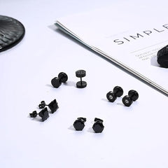 Geometric design black earrings for everyday use