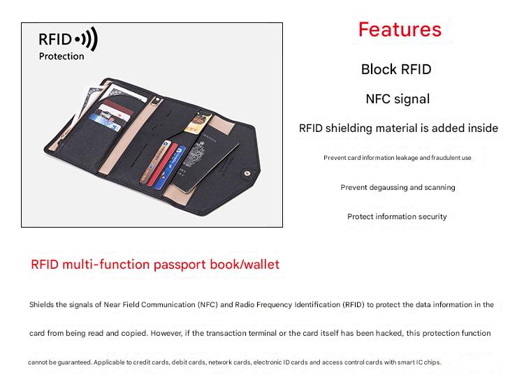 Coffee colour RFID blocking passport wallet