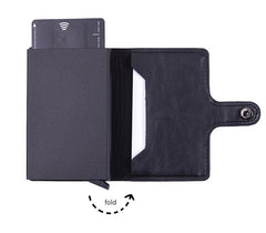 Close-up of PU card holder stitching