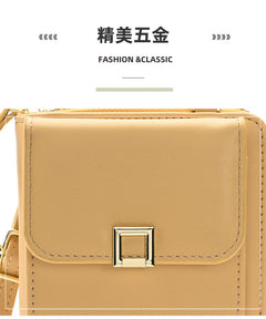 Apricot PU leather bag with ample storage