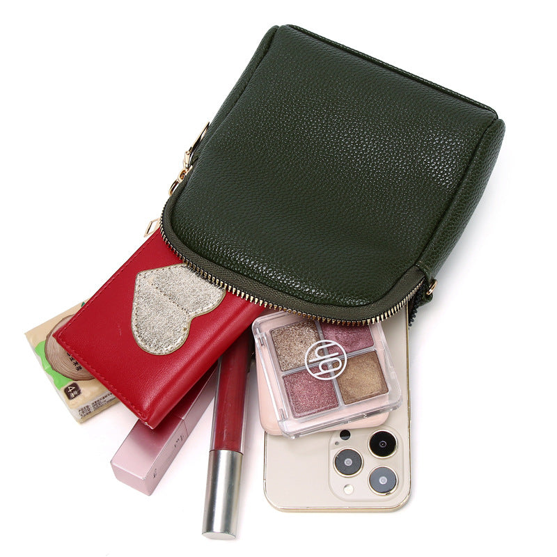 Chic Color-Block Mini Round Bag open zipper