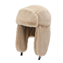 Winter earflap hat against outdoor scenery